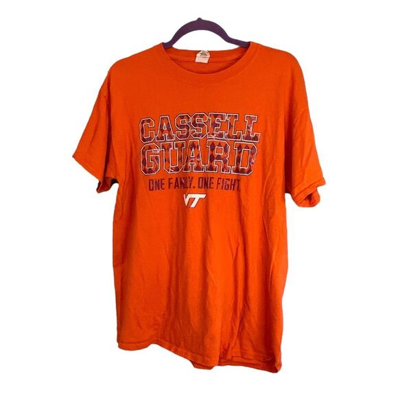 Virginia Tech Graphic Tee Shirt Orange Maroon Hokie Nation Cassell Guard College - Picture 1 of 4